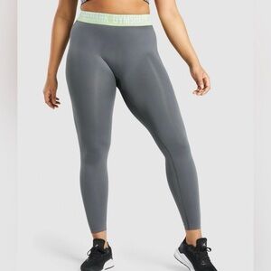 Gymshark High-Waist Charcoal Gray Leggings with Contrast Waistband